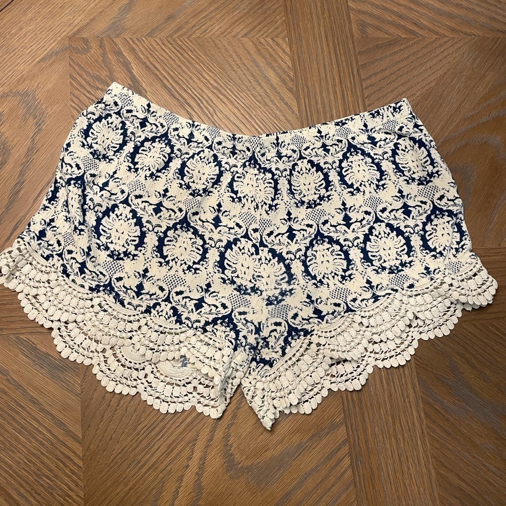 ARTISAN NY pajama shorts lace navy and cream